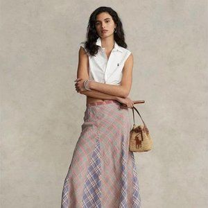Denim & Supply Ralph Lauren Plaid Linen A-Line Skirt